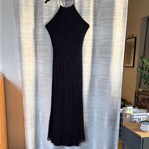 Carmen Marc Valvo Black Backless Dress